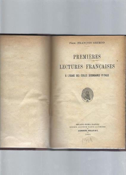 Premieres lectures francaises - Francesco Grimod - copertina