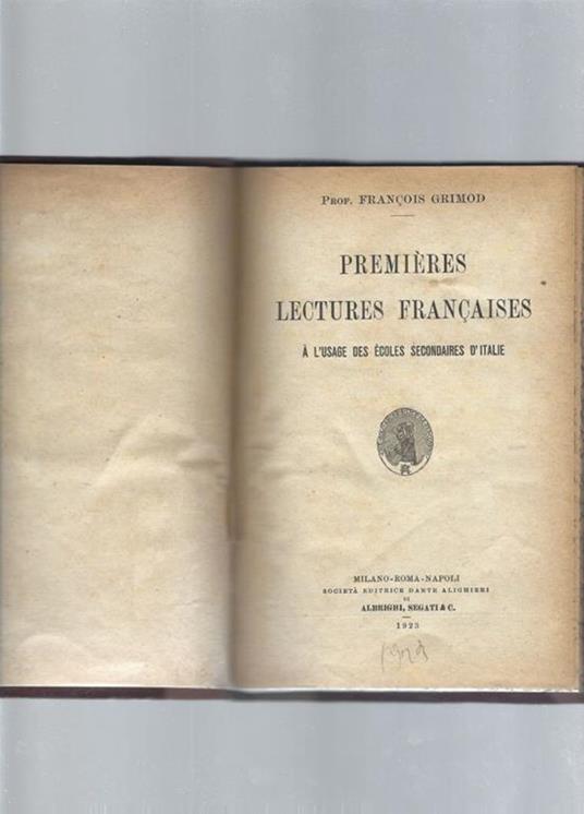 Premieres lectures francaises - Francesco Grimod - copertina