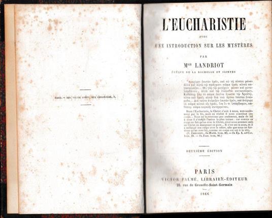 L' eucharistie avec une introduction sur les mystères - copertina