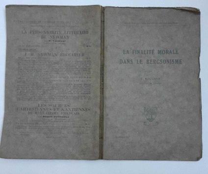La finalite morale dans le bergsonisme - copertina