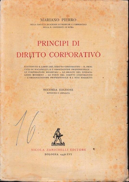 Principi di Diritto Corporativo - Mariano Pierro - copertina