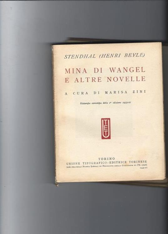 Mina di Wangel - Stendhal - copertina