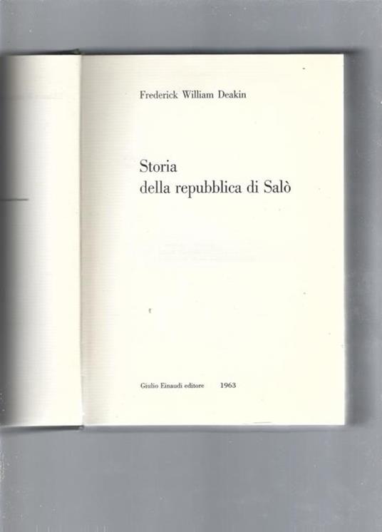 Storia della repubblica di Salò - Frederick W. Deakin - copertina