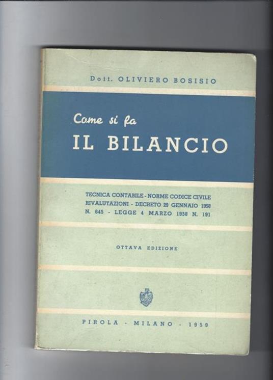 Come si fa il bilancio - Oliviero Bosisio - copertina