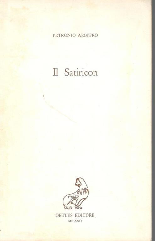 Il Satiricon - Arbitro Petronio - copertina