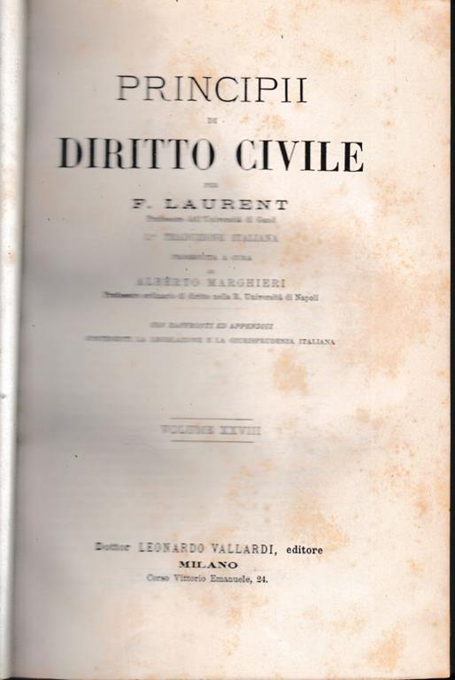 Principii di Diritto Civile, vol. 28 - F. Laurenti - copertina