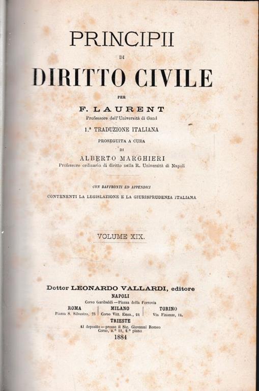 Principii di Diritto Civile, vol. 19 - F. Laurenti - copertina