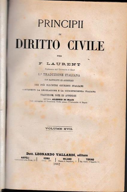 Principii di Diritto Civile, vol. 17 - F. Laurenti - copertina