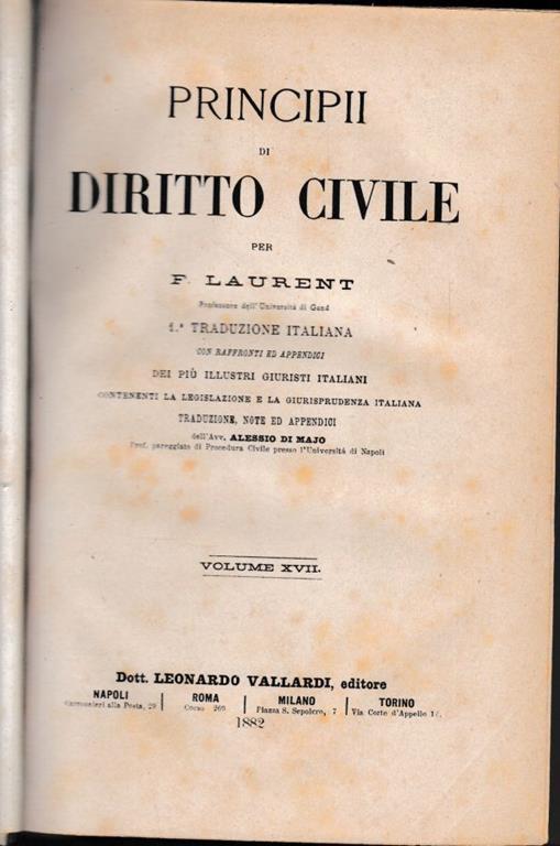 Principii di Diritto Civile, vol. 17 - F. Laurenti - copertina
