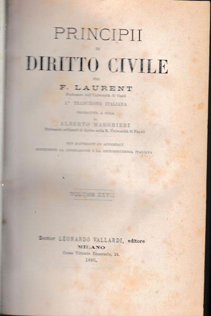 Principii di Diritto Civile, vol. 27 - F. Laurenti - copertina
