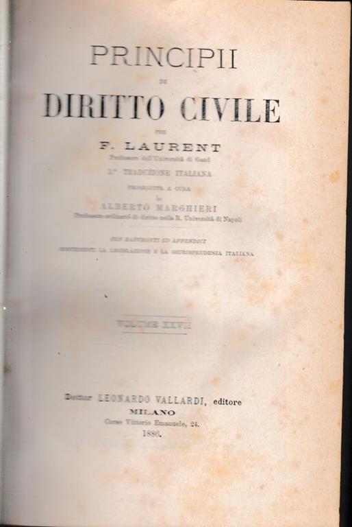 Principii di Diritto Civile, vol. 27 - F. Laurenti - copertina