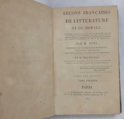 Lecons francaises de litterature et de morale. Tome premier - copertina