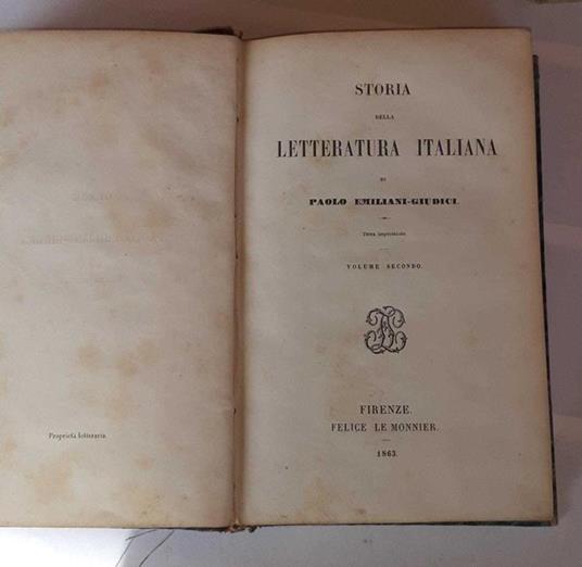 Storia della letteratura italiana. Volume secondo - copertina