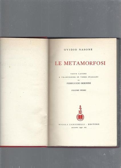 Le metamorfosi, 2 volumi - P. Nasone Ovidio - copertina