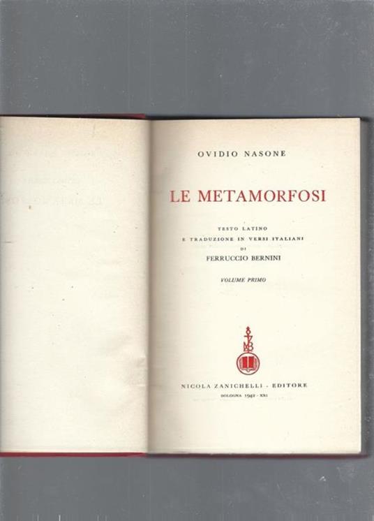 Le metamorfosi, 2 volumi - P. Nasone Ovidio - copertina
