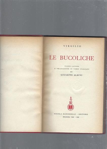 Le bucoliche - Virgilio - copertina