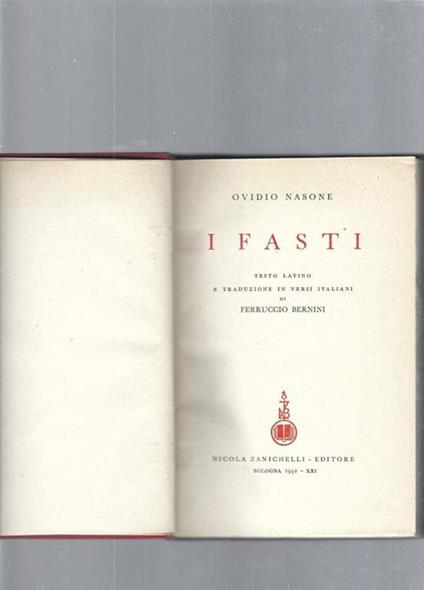 I Fasti - P. Nasone Ovidio - copertina