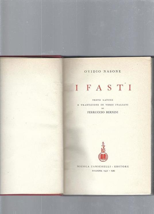 I Fasti - P. Nasone Ovidio - copertina