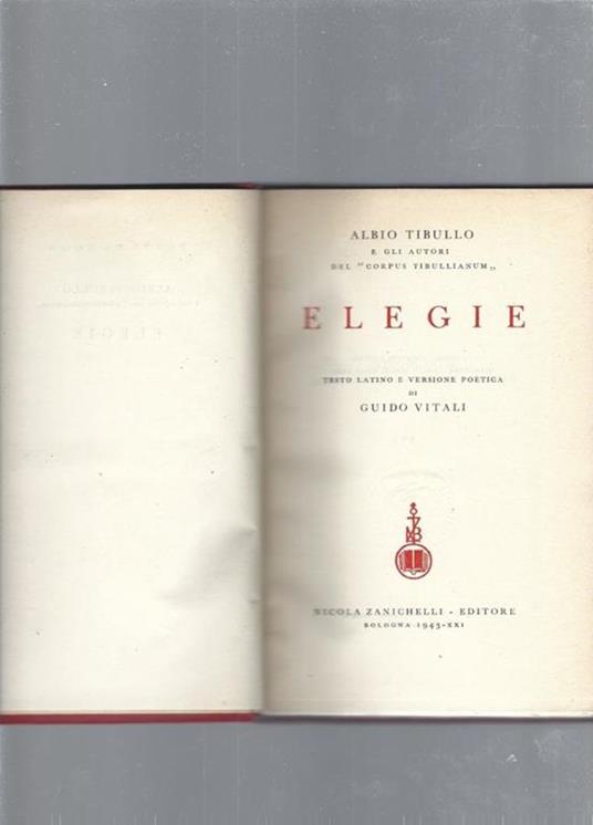 Elegie - Albio Tibullo - copertina