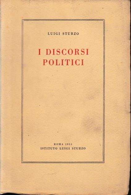 I discorsi politici - Luigi Sturzo - copertina