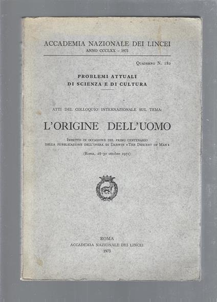 L' origine dell'uomo - copertina