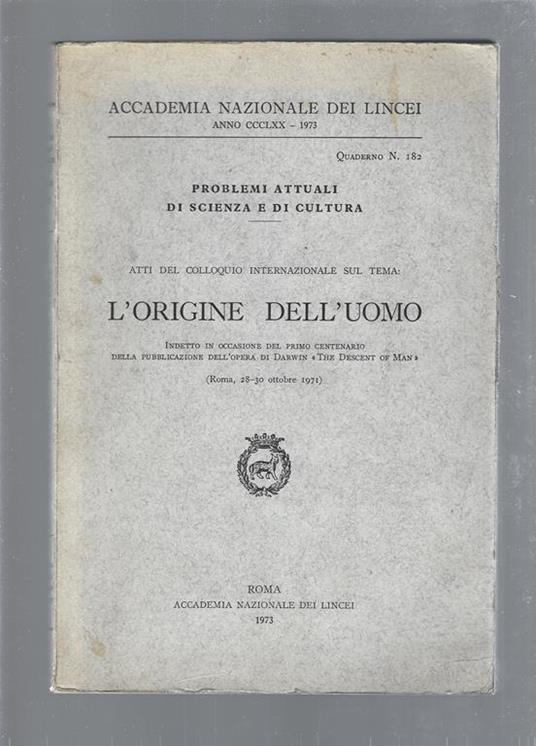 L' origine dell'uomo - copertina