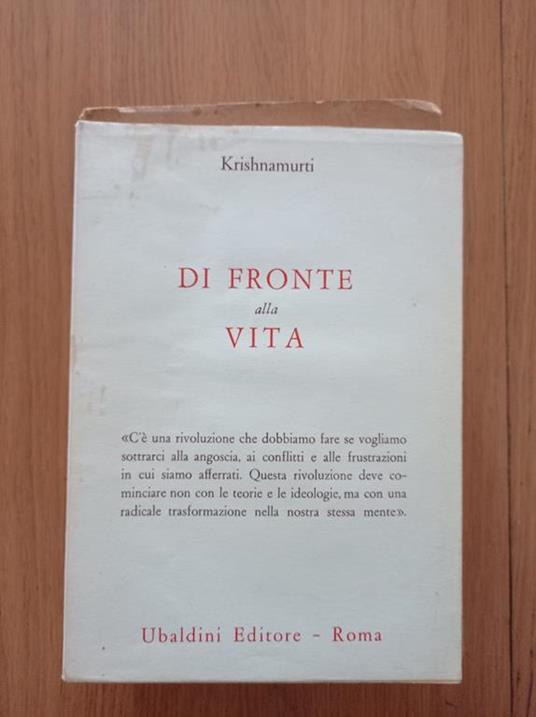 Di fronte alla vita - Jiddu Krishnamurti - copertina