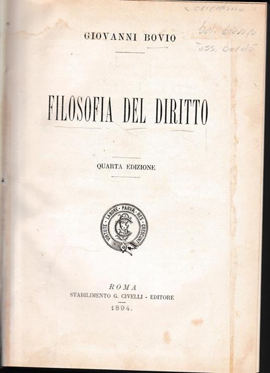 Filosofia del Diritto - Giovanni Bovio - copertina