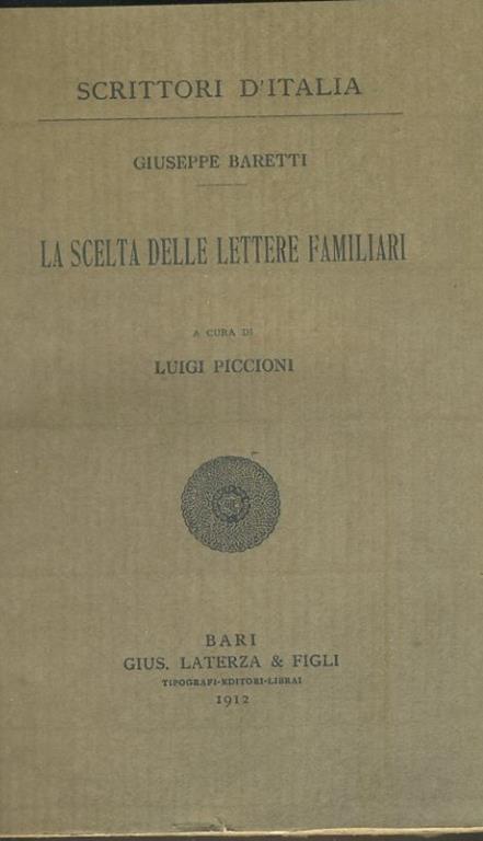 La scelta delle lettere familiari - Giuseppe Baretti - copertina
