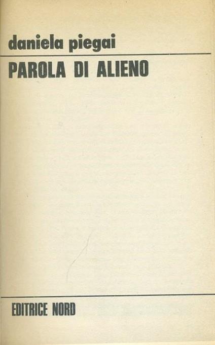 Parola di alieno - Daniela Piegai - copertina