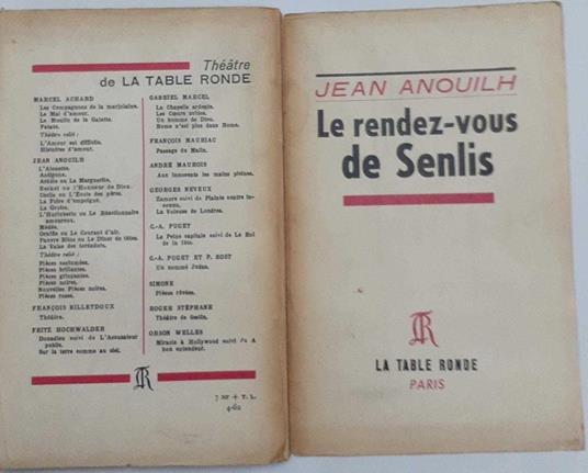 Le rendez-vous de Senlis - Jean Anouilh - copertina