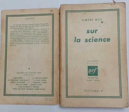 Sur la science - Simone Weil - copertina