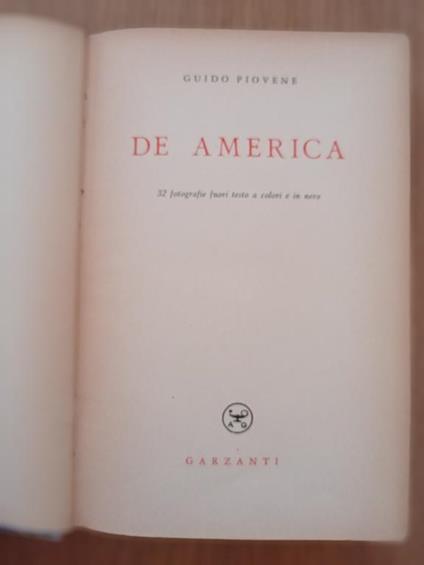 De America - Guido Piovene - copertina