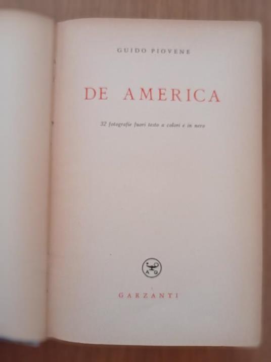 De America - Guido Piovene - copertina