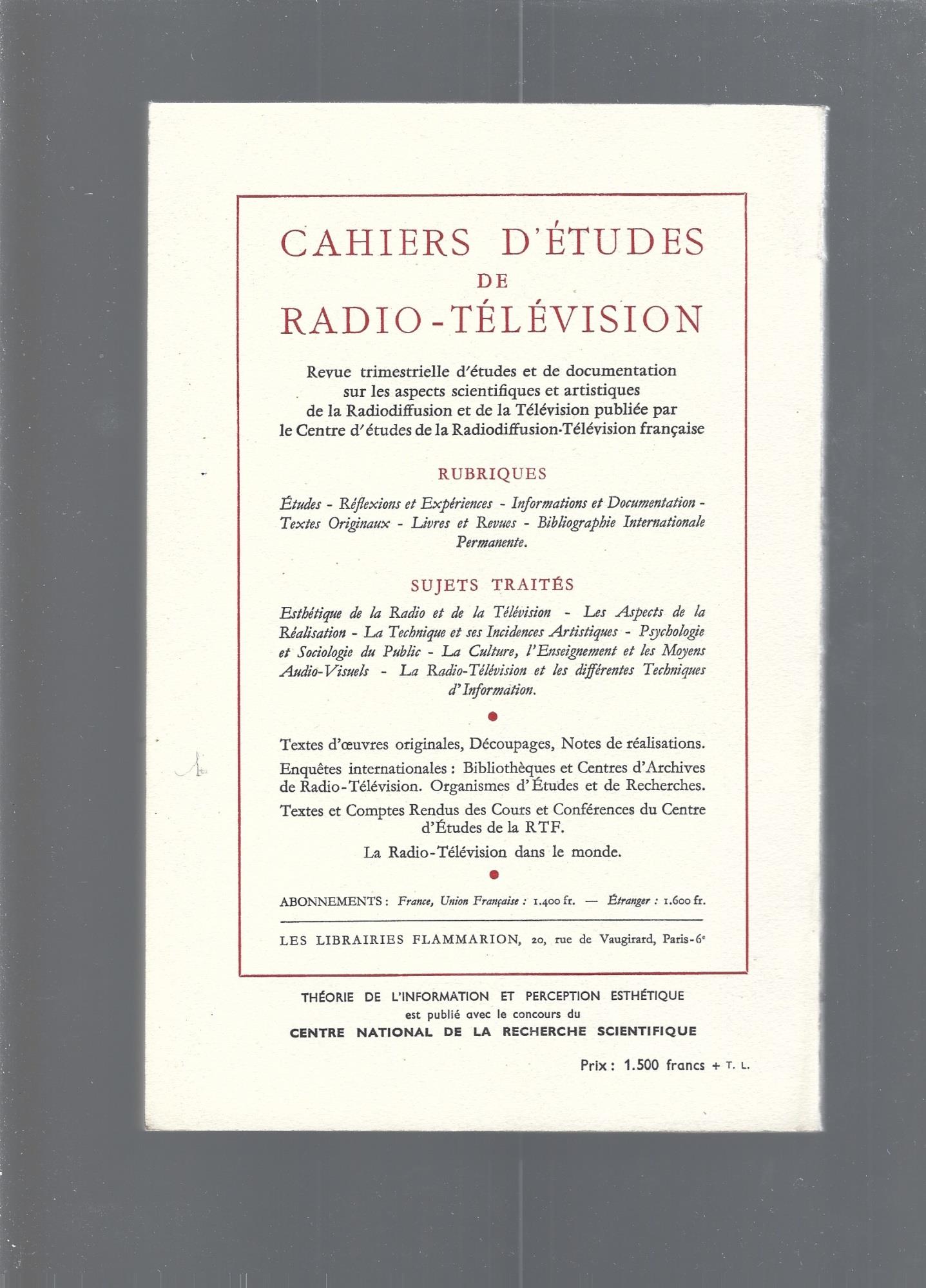 Theorie De L'Information Et Perception Esthetique