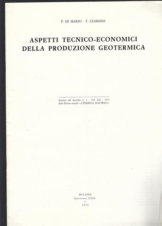 Aspetti Tecnico-Economici Della Produzione Geotermica - copertina