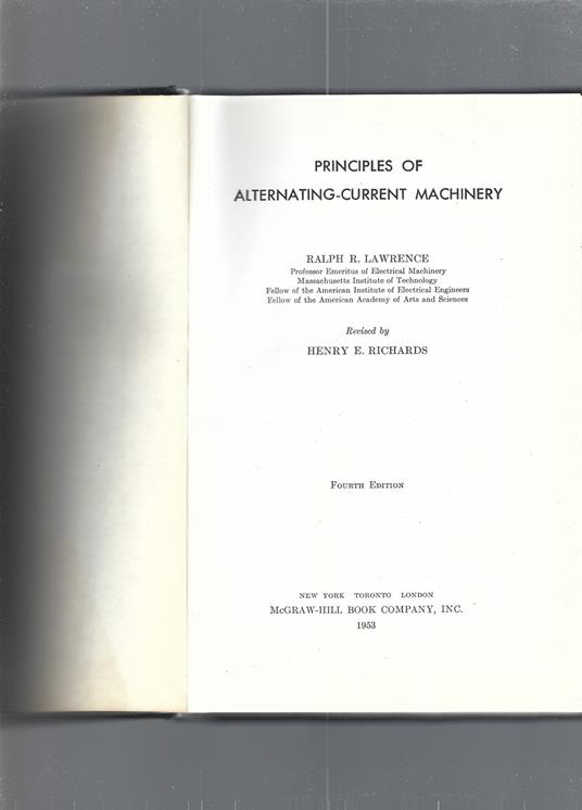 PRINCIPLES OF ALTERNATING- CURRENT MACHINERY - copertina