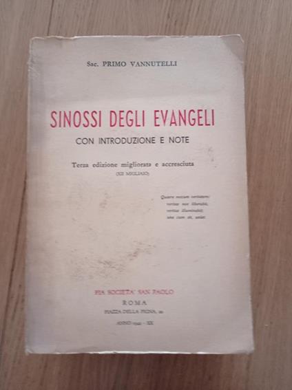 Sinossi degli evangeli - Primo Vannutelli - copertina