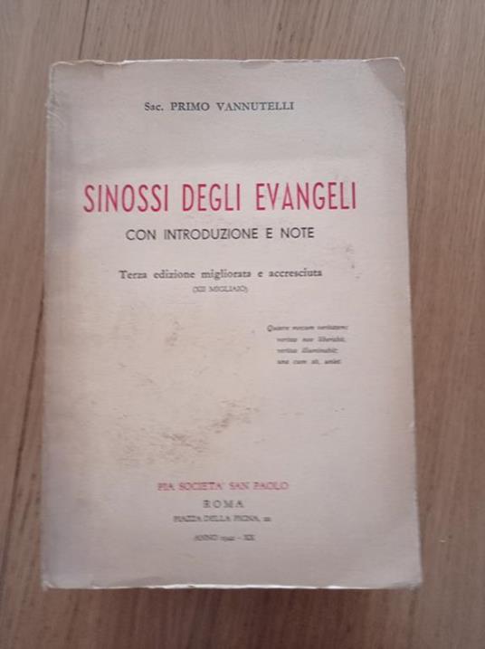 Sinossi degli evangeli - Primo Vannutelli - copertina