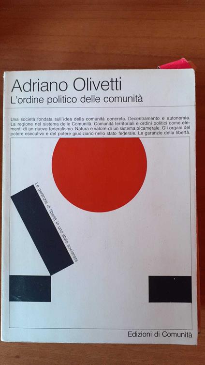 L' ordine politico delle comunità - Adriano Olivetti - copertina