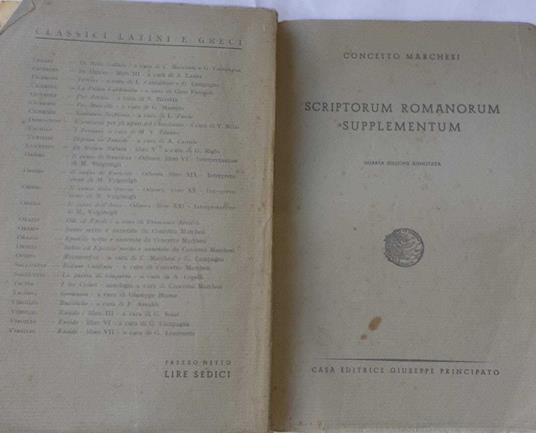 Scriptorum Romanorum supplementum - Concetto Marchesi - copertina