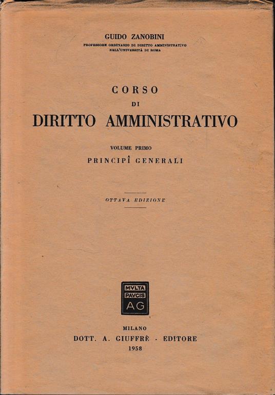 Corso di Diritto Amministrativo, vol. 1° - Guido Zanobini - copertina