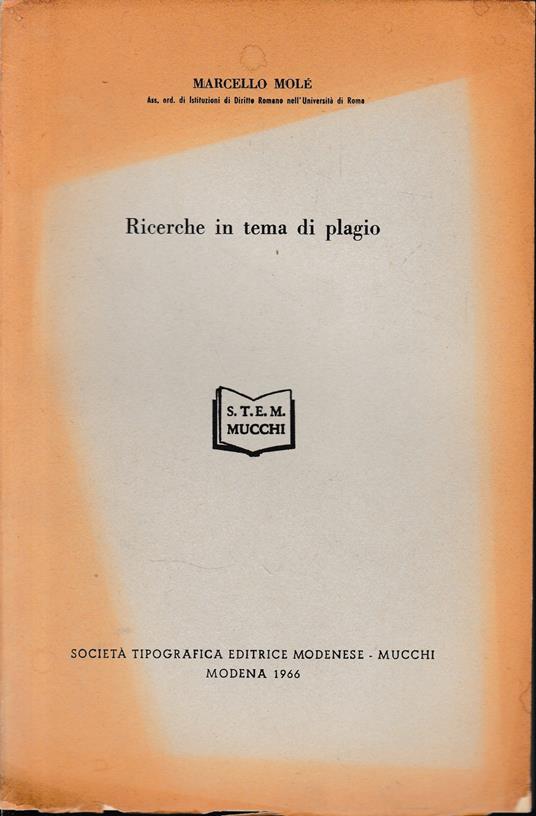 Ricerche in tema di plagio (estratto) - copertina