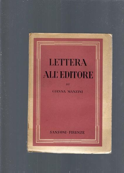Lettera All'Editore - Gianna Manzini - copertina