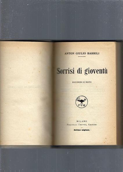 Sorrisi di Gioventù - Anton Giulio Barrili - copertina