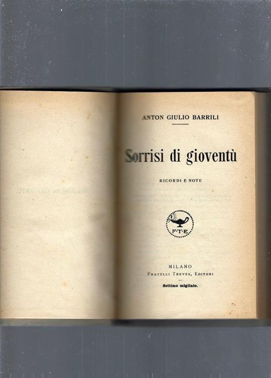 Sorrisi di Gioventù - Anton Giulio Barrili - copertina