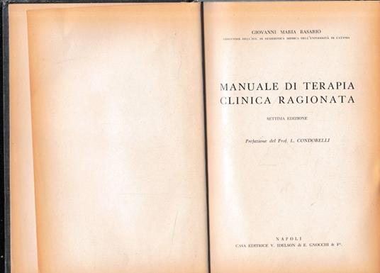 Manuale di terapia clinica ragionata - copertina