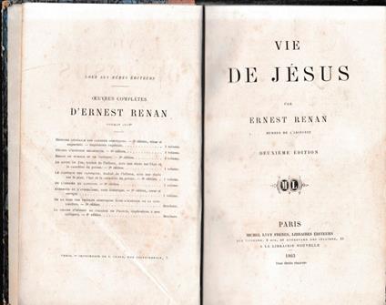 Vie de Jésus - Ernest Renan - copertina