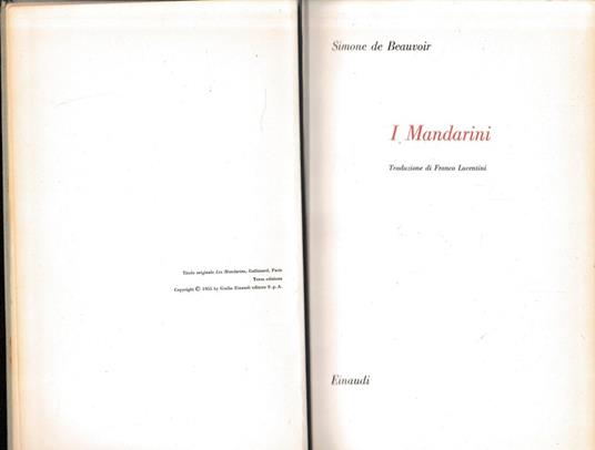 I Mandarini - Simone de Beauvoir - copertina