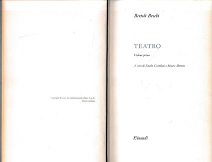 Teatro, due volumi - Bertolt Brecht - copertina